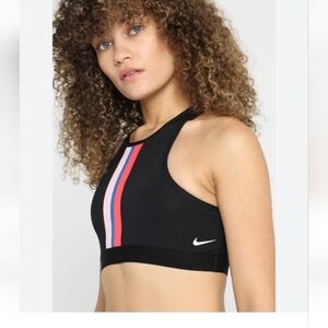 Nike Gym Elastic Sports Bra Women's Size Large Black Stripe
